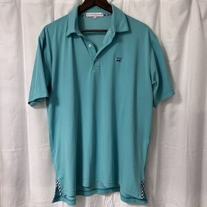 Bald Head Blues Golf Polo Shirt Mens L Solid Green Performance Stretch Logo EC
